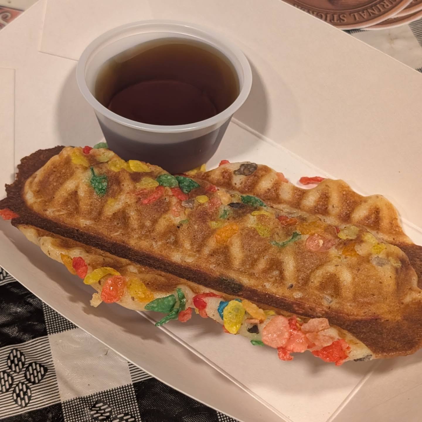 Fruity pebbles in a waffle dog? Yep. And it's still gluten-free. 😋